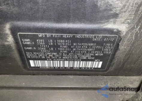 2013 Subaru Outback 2.5I Limited from USA, damaged, VIN 4S4BRBKC7D3214548